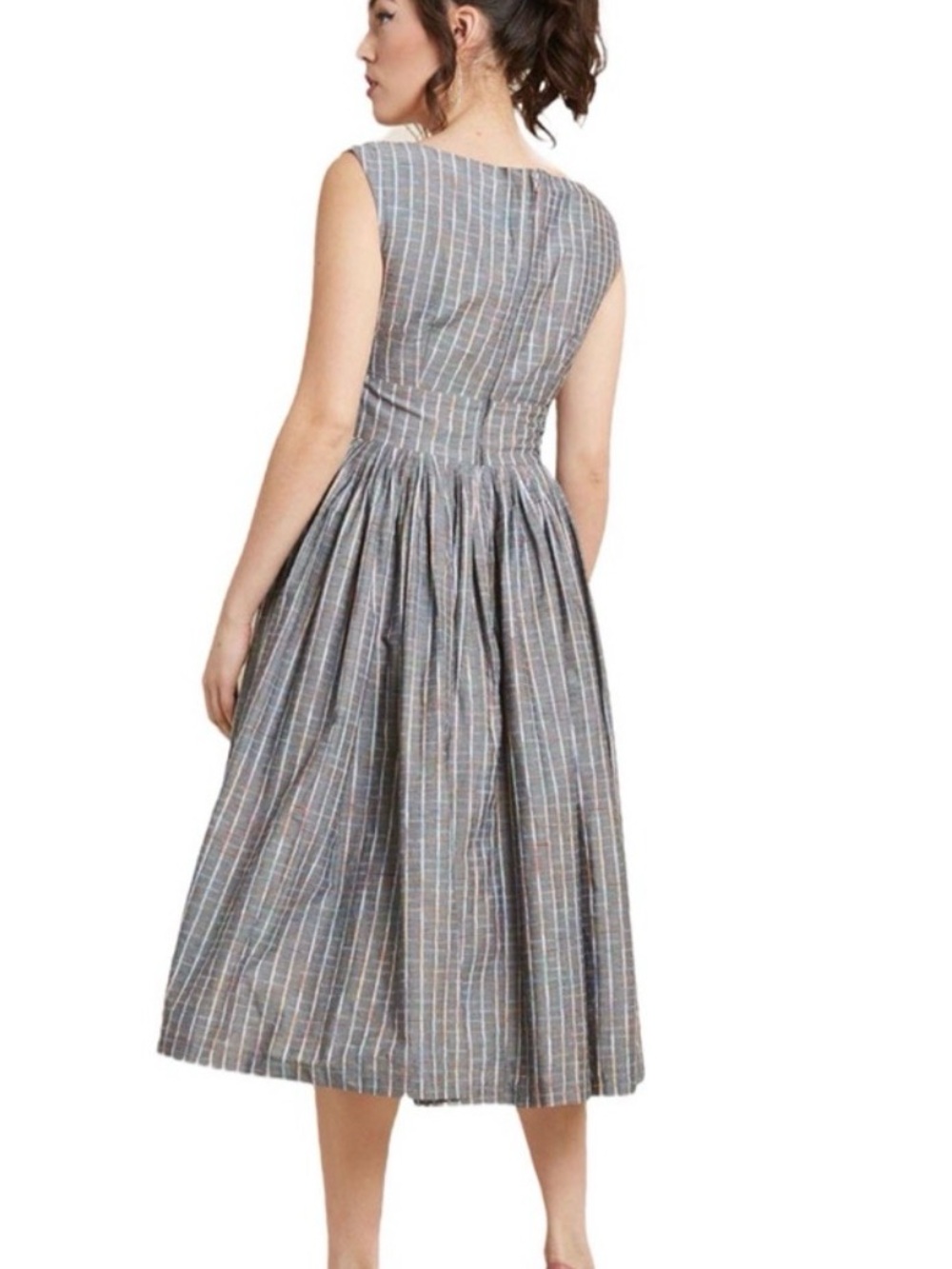 Modcloth "Fabulous Fit and Flare" in Grey Stripes - Picture 5 of 14